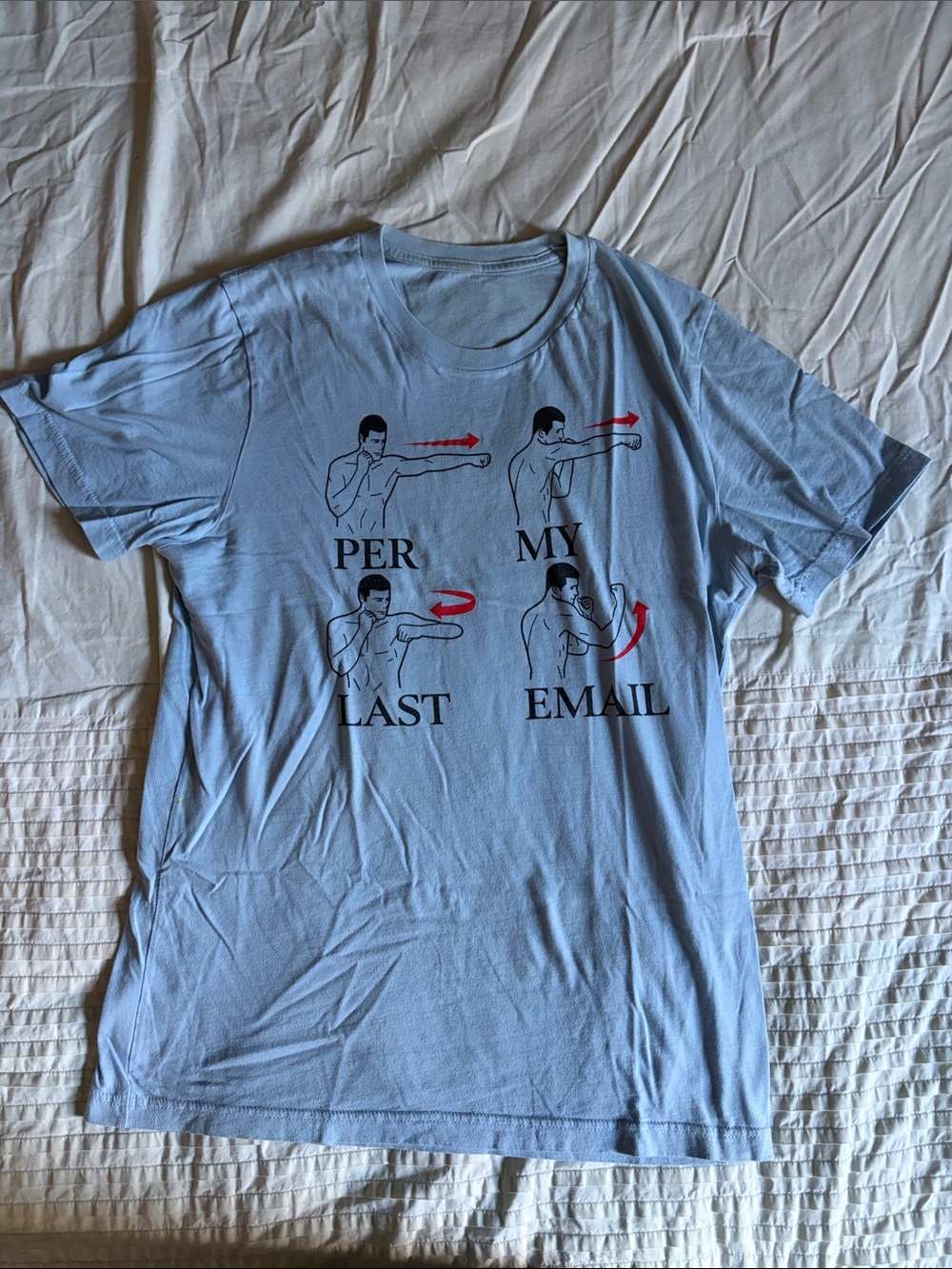 Light Blue Graphic Tee - “Per my last email” Punch Sequence Design
